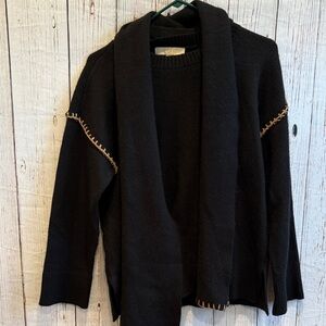 LOFT Black Sweater with Tan Accents